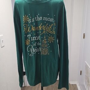 Ashley Blue Green Oversized Embellished T Shirt  Christmas T Shirt